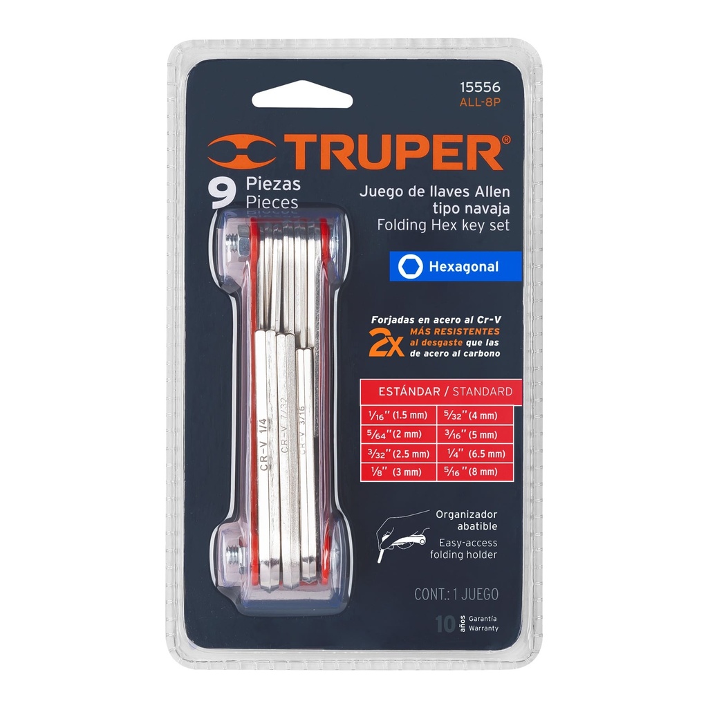 JUEGO DE LLAVES TIPO NAVAJA 9 PZ (TRUPER)
