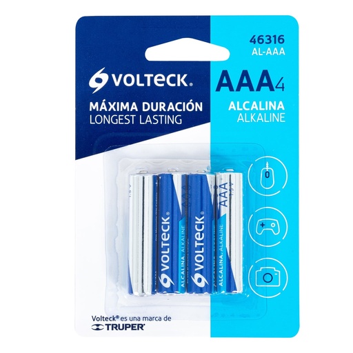 [46316] BLISTER CON 4 PILAS "AAA" ALCALINAS VOLTESCK
