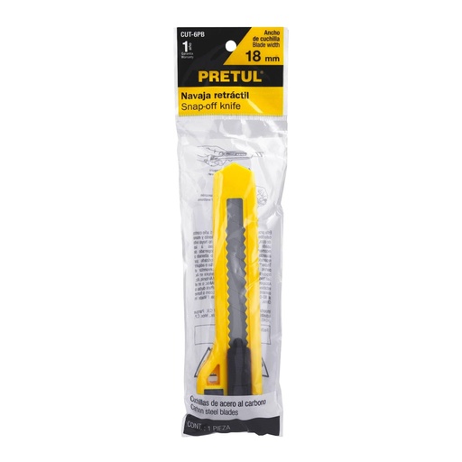 [CUT-6PB] NAVAJA RETRACTIL 18MM CUT-PRETUL