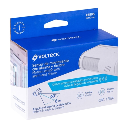 [7506240621560] SENSOR DE MOVIMIENTO CON ALARMA Y TIMBRE VOLTECK (SEMO-AL)