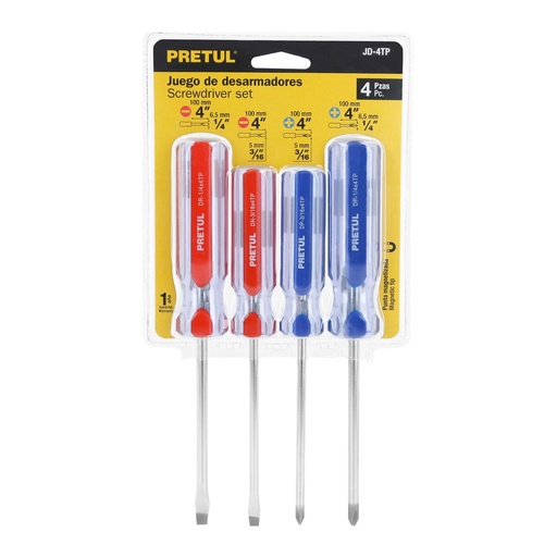 [juego de 4 desarmadores mango de pvc (pretul)] juego de 4 desarmadores mango de pvc (pretul)